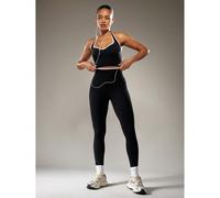 Ensemble deux pièces de tenue de yoga blanc avec Top court à encolure ras-du-cou et leggings taille haute. Coupe slim, extensible, pour l'entraînement. L,M,SBlocs de couleurÉtoffe