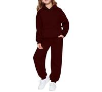 Ensemble deux pièces décontracté à capuche et manches longues pour filles, tenue de sport douce et confortable pour tout-petits et jeunes enfants (6-7 Years)