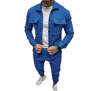 Ensemble Deux Pièces Décontracté à La Mode pour Hommes Veste Et Pantalon De Survêtement 2 Pièces à La Mode Bleu Royal M