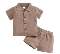 Ensemble Deux pièces décontracté pour Filles Chemise et Short élégants Tenue coordonnée Confortable pour Enfants et Tout-Petits (Coffee, 12-18 Months)
