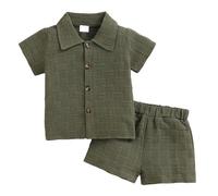 Ensemble Deux pièces décontracté pour Filles Chemise et Short élégants Tenue coordonnée Confortable pour Enfants et Tout-Petits (Green, 3-4 Years)
