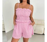 Ensemble deux pièces d'été pour femmes grandes tailles, ensemble short, tenue d'été décontractée pour femmes, hauts à col ras-du-cou pour dames, vêtements pour enfants à rayures 0XL,1XL,2XL,3XL,4XL,5X