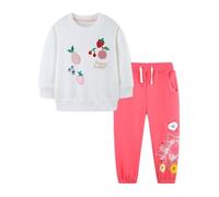 Ensemble Deux Pièces en Tricot Brodé à Manches Longues pour Filles - Pantalon de Survêtement Confortable et Stylé Enfants Robes De Mariage Blouse Enfant Tee Shirt Orange Robe Ceremonie Bebe