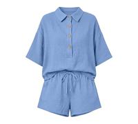 Ensemble Deux pièces léger pour Filles - Short et T-Shirt Confortable avec Ceinture élastique Tenue Parfaite pour activités Quotidiennes et Sorties décontractées (Sky Blue, 12-13 Years)