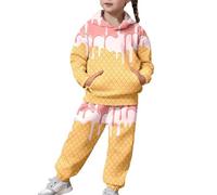 Ensemble Deux pièces pour Filles, Haut à Capuche et Pantalon à Manches Longues, imprimé décontracté, pour Grands Enfants et Jeunes, Coupe Douce et Confortable. (8-9 Years) #250