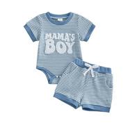 Ensemble Deux pièces pour garçon en Coton Doux et Respirant, Parfait pour Les Jeux Quotidiens et Les Sorties décontractées, Disponible en Plusieurs Tailles de 0 à 24 Mois (Blue, 0-3 Months)
