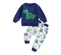 Ensemble deux pièces pour garçon : sweat à capuche brodé à motif dinosaure et pantalon imprimé, idéal pour jouer en toute décontraction. Simplicité pour Grandir Heureux