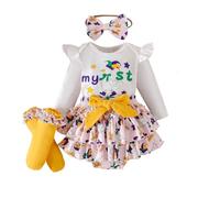 Ensemble Deux pièces pour Petites Filles avec Body Manches Longues et Short Parfait pour célébrations et événements spéciaux Confortable et Pratique (White, 6-9 Months)