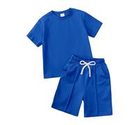 Ensemble Deux Pièces pour Tout-Petits Garçon 2026 Manches Courtes Short Décontracté D'été (Blue, 6-7 Years)