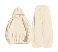 Ensemble Deux Pièces Unisexe Sweat À Capuche Poche Kangourou Pantalon Large Jambe Tirant Bas Dix Couleurs Disponibles Tissu Molleton Doux Tenue Domicile Sortie Décontractée Automne Hiver