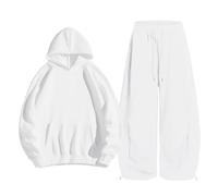 Ensemble Deux Pièces Unisexe Sweat À Capuche Poche Kangourou Pantalon Large Jambe Tirant Bas Dix Couleurs Disponibles Tissu Molleton Doux Tenue Domicile Sortie Décontractée Automne Hiver