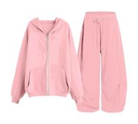 Ensemble Deux Pièces Unisexe Sweat À Capuche Poche Kangourou Pantalon Large Jambe Tirant Bas Dix Couleurs Disponibles Tissu Molleton Doux Tenue Domicile Sortie Décontractée Automne Hiver