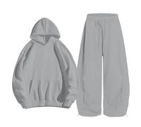 Ensemble Deux Pièces Unisexe Sweat À Capuche Poche Kangourou Pantalon Large Jambe Tirant Bas Dix Couleurs Disponibles Tissu Molleton Doux Tenue Domicile Sortie Décontractée Automne Hiver