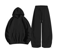 Ensemble Deux Pièces Unisexe Sweat À Capuche Poche Kangourou Pantalon Large Jambe Tirant Bas Dix Couleurs Disponibles Tissu Molleton Doux Tenue Domicile Sortie Décontractée Automne Hiver