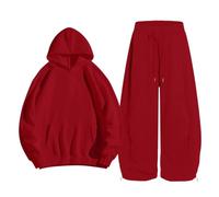 Ensemble Deux Pièces Unisexe Sweat À Capuche Poche Kangourou Pantalon Large Jambe Tirant Bas Dix Couleurs Disponibles Tissu Molleton Doux Tenue Domicile Sortie Décontractée Automne Hiver