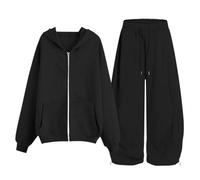 Ensemble Deux Pièces Unisexe Sweat À Capuche Poche Kangourou Pantalon Large Jambe Tirant Bas Dix Couleurs Disponibles Tissu Molleton Doux Tenue Domicile Sortie Décontractée Automne Hiver