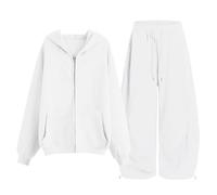 Ensemble Deux Pièces Unisexe Sweat À Capuche Poche Kangourou Pantalon Large Jambe Tirant Bas Dix Couleurs Disponibles Tissu Molleton Doux Tenue Domicile Sortie Décontractée Automne Hiver