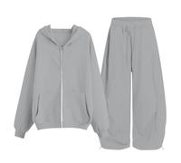 Ensemble Deux Pièces Unisexe Sweat À Capuche Poche Kangourou Pantalon Large Jambe Tirant Bas Dix Couleurs Disponibles Tissu Molleton Doux Tenue Domicile Sortie Décontractée Automne Hiver