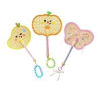 Ensemble d'éventail pliable en bois | Ventilateur pliable portable | Tissu en mousseline de soie perforé de style chinois | Ventilateurs tressés Abonda | Tissage à la main, éventails de paille