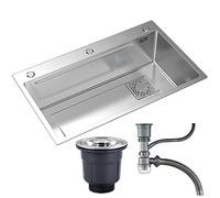 Ensemble d'évier de cuisine à cuve unique, encastrable ou encastrable, évier en acier inoxydable avec accessoires complets, kit d'évier multifonction pour cuisine