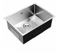 Ensemble D'évier de Cuisine à Une Cuve de 15 X 12 Po, Évier de Comptoir en Acier Inoxydable 304 à Montage sur Le Dessus avec Robinet Extractible, Brossé(29.9x16.9in/76x43cm)
