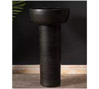 Ensemble d'évier en céramique de 82 cm de haut avec robinet et bonde pop-up - Résistant aux rayures et aux taches - Gris ciment élégant - Parfait pour les salles de bains modernes