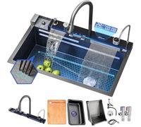 Ensemble d'évier nano cascade en acier inoxydable - Station de travail unique avec design nid d'abeille pour la cuisine à la maison et le lavage des légumes - Amélioration du lavabo de cuisine de