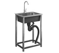 Ensemble d'évier utilitaire commercial en acier inoxydable avec robinet chaud et froid pour cuisine, hôtel et utilisation en extérieur