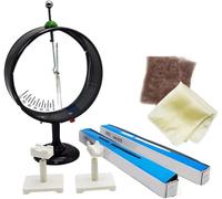 Ensemble D'Expériences Électrostatiques Comprenant Un Électroscope À Aiguille, Un Cadre Rotatif, Un Bâton De Colle, Une Tige De Verre, De La Fourrure Et De La Soie. Appareil De Mesure À Aiguille Pour
