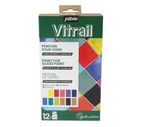 Pébéo Peinture pour vitrail 757421 – Base solvantée – 12 x 20 ml
