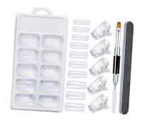 Ensemble d'extension d'ongles pour débutants avec plusieurs tailles de faux ongles transparents, pinceau et pince à ongles pour manucure à domicile et salon