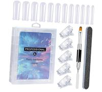 Ensemble d'extension d'ongles pour débutants avec plusieurs tailles de faux ongles transparents, pinceau et pince à ongles pour manucure à domicile et salon