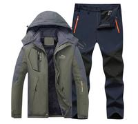 Ensemble d'extérieur pour homme composé d'une veste softshell et d'un pantalon doublé - Combinaison imperméable et coupe-vent pour la randonnée et le trekking - Vêtement fonctionnel pour l'automne et