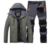 Ensemble d'extérieur pour homme composé d'une veste softshell et d'un pantalon doublé - Combinaison imperméable et coupe-vent pour la randonnée et le trekking - Vêtement fonctionnel pour l'automne et