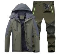 Ensemble d'extérieur pour homme composé d'une veste softshell et d'un pantalon doublé - Combinaison imperméable et coupe-vent pour la randonnée et le trekking - Vêtement fonctionnel pour l'automne et