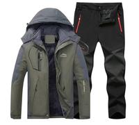 Ensemble d'extérieur pour homme composé d'une veste softshell et d'un pantalon doublé - Combinaison imperméable et coupe-vent pour la randonnée et le trekking - Vêtement fonctionnel pour l'automne et