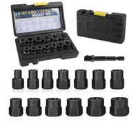 Ensemble d'extracteurs de vis 14 pièces : Set WANDGU avec adaptateur hexagonal pour retirer des vis endommagées, rouillées et des boulons, 6,35-19 mm