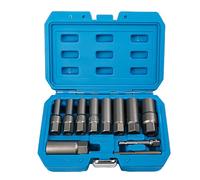 Ensemble d'extracteurs d'écrous de boulon 7 pièces pour écrous de roue dénudés et goujons gelés - Extension de douille en acier au chrome-molybdène - Extracteur de longueur 65 mm (11 pièces)