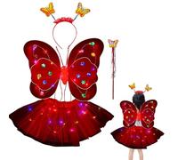 Ensemble d'habillage de princesse féerique - Fairy Princess Dress Up Set avec aile - Comprend une et un bandeau d'ailes de fée papillon jupe LED pour la fête