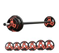 Ensemble d'haltère 20 kg kit barre de musculation avec poignée antidérapante, poids réglable, Ø 27 x 140 cm noir