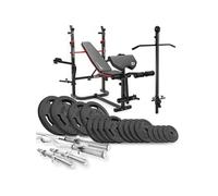 Ensemble d'haltères 106 kg et Banc de Musculation Multifonction HS-1065, Pupitre de Biceps, Papillon, Poulie haute, Set de disques de poids en fonte