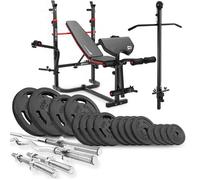 Ensemble d'haltères 106 kg Hop-Sport, Banc de Musculation, Poulie haute HS-1065, Set Disques de Poids en fonte et Barres d'haltères