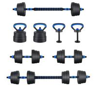 Ensemble d'haltères 4-en-1 - vidaXL - Noir et Bleu - 121x19,5x19,5 cm - Design amovible - Prise antidérapante