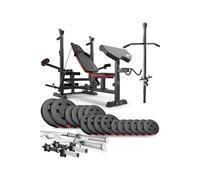 Ensemble d'haltères 75 kg Hop-Sport, Banc de Musculation et Poulie haute HS-1075, Set Disques de Poids 31 mm et Barres d'haltères