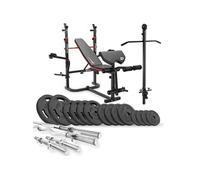 HOP-SPORT® Ensemble d'haltères 76 kg et Banc de Musculation Multifonction HS-1065, Pupitre de Biceps, Papillon, Poulie Haute, Set de disques de Poids en Fonte 31 mm, Kit de Barres, Noir