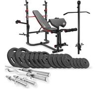 Ensemble d'haltères 76 kg et Banc de Musculation Multifonction HS-1065, Pupitre de Biceps, Papillon, Poulie haute, Set de disques de poids en fonte