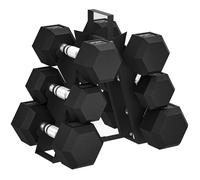 SPORTNOW Ensemble d'Haltères Hexagonaux avec Support, Haltères Revêtus de Caoutchouc, Poignées Antidérapantes en Chrome, Compact pour Salle de Sport à Domicile, 2 x 4 kg, 2 x 6 kg, 2 x 8 kg