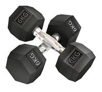 Ensemble d'haltères courtes - HOMCOM - hexagonaux - recouverts de caoutchouc - entraînement musculaire haltérophilie - acier noir