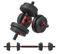 Ensemble d'haltères Courtes HOMCOM Total 15 Kg 2 en 1 poids réglable - Barres incluses - entraînement Musculaire & haltérophilie