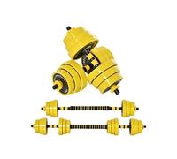 HOMCOM Ensemble d'haltères courtes ou longues 20 Kg - barre d'extension incluse - musculation réglable - entraînement musculaire & haltérophilie